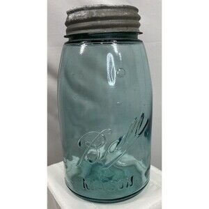 Vintage Ball Mason Blue Quart Jar Genuine Zinc Cap For Ball Mason Jars 1 M